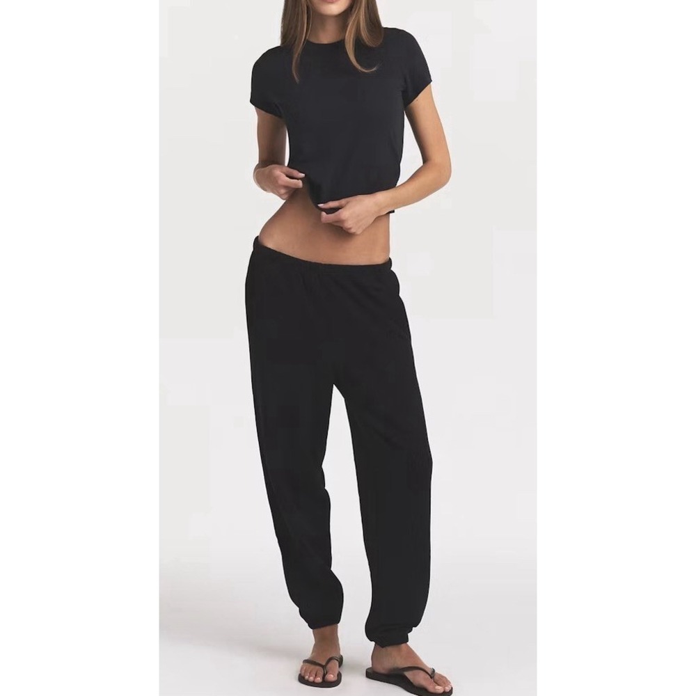 Skims Classic Jogger Pants Womens Medium Fleece Sweatpants Lounge Black #BBB1-1